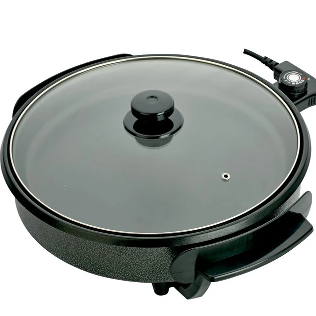 35Cm Die-Cast Aluminum Nonstick Electric Portable Pizza Pan Round Bbq Frying Pan For Indoor Use