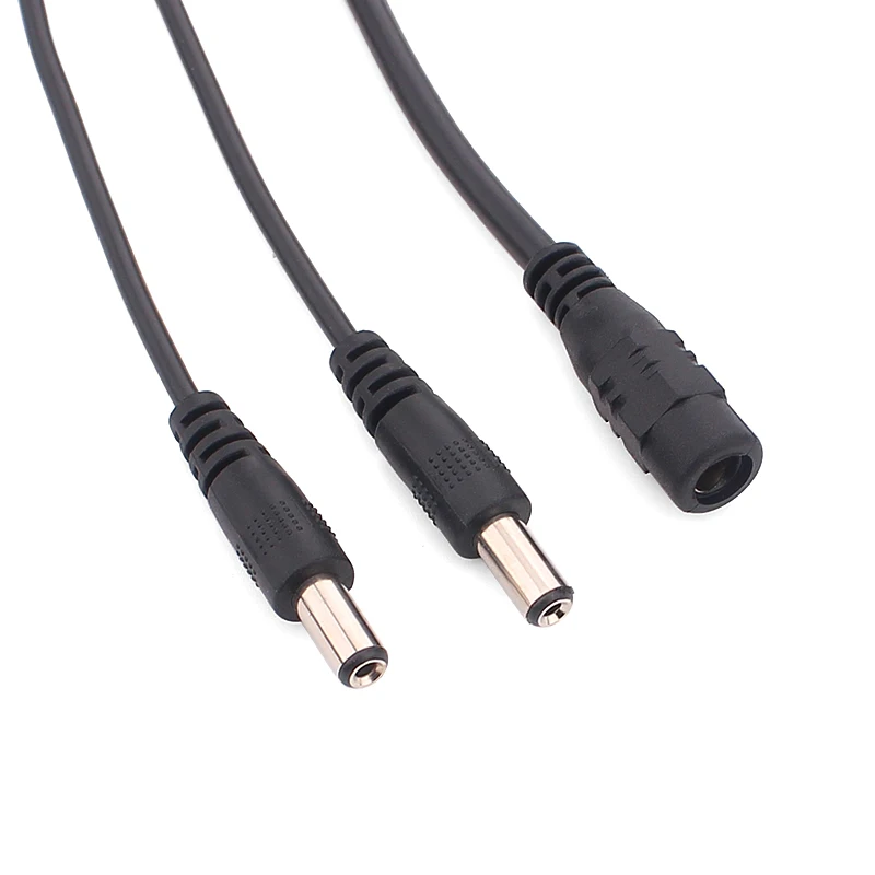 1 To 2 Way 2.1x5.5 mm / 2.5x5.5 mm 12V Female To Male DC Power Cable DC Splitter Cable 1 To 2