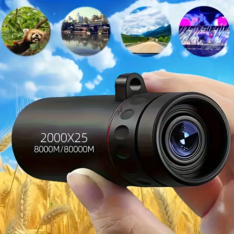 2000x25 High Definition Monocular Telescope Manual Focus Compact Handheld Scope for Travel & Sports Events