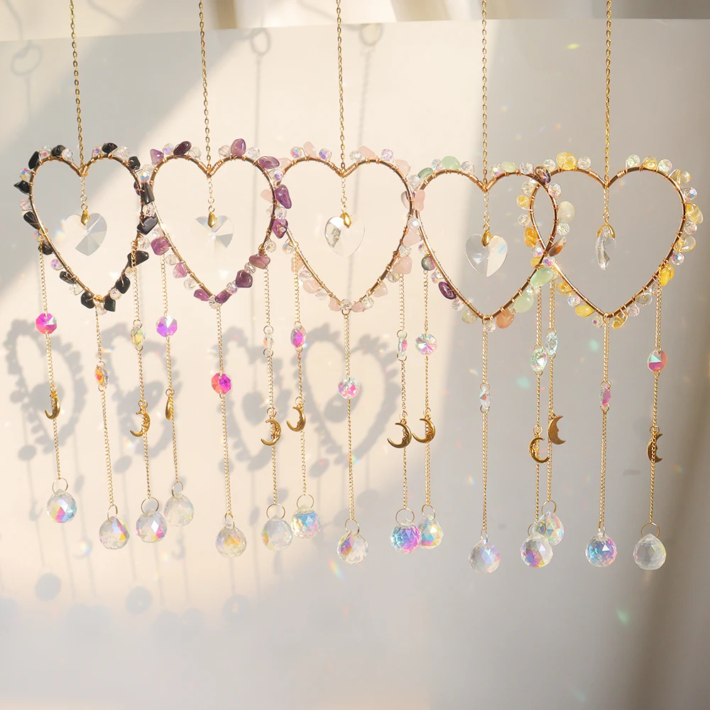 Wholesale crystal suncatchers heart sun catchers Handmade Hanging Big Wind Chime Sun Catcher