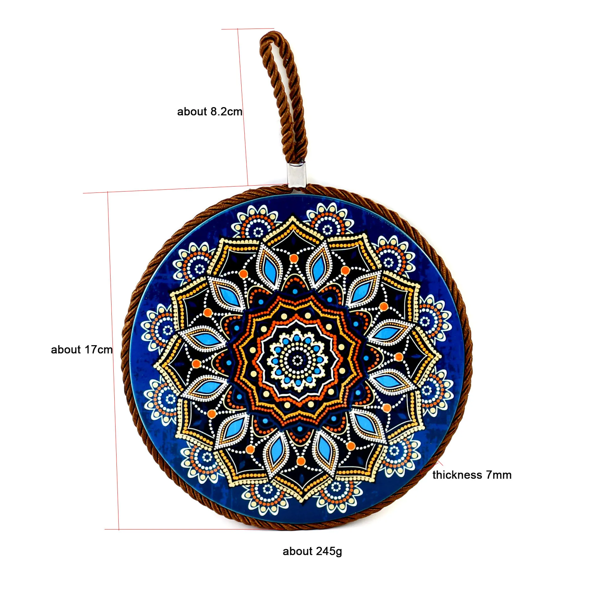 European 17CM Heat Transfer Printed Ceramic Meal cork Coaster Heat Protection Pot mat for Table Use