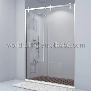 YL Safety glass square sliding shower room stainless glass door hardware