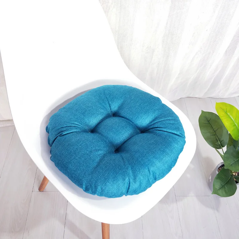 Solid Color Sofa Indoor Round Chair Cushions Pillow Linen Chair Seat Cushion Pillow For Office Chair