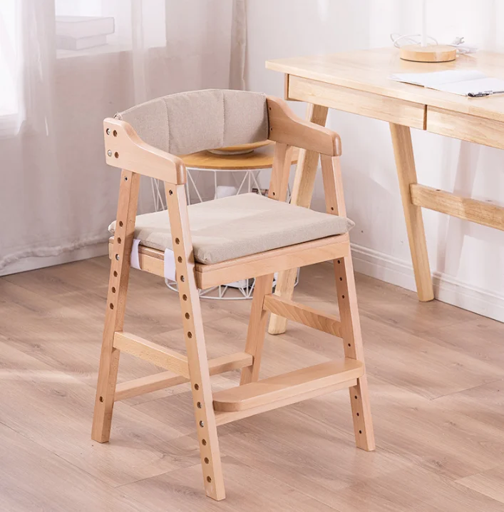 Деревянная мебель для детей, деревянный детский высокий стул для младенцев, портативный стул для кормления для малышей, регулируемый высокий стул с подставкой для ног