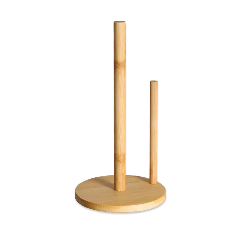 Home Bamboo Storage Rack Kitchen Standing Basics Paper Towel Roll Holder