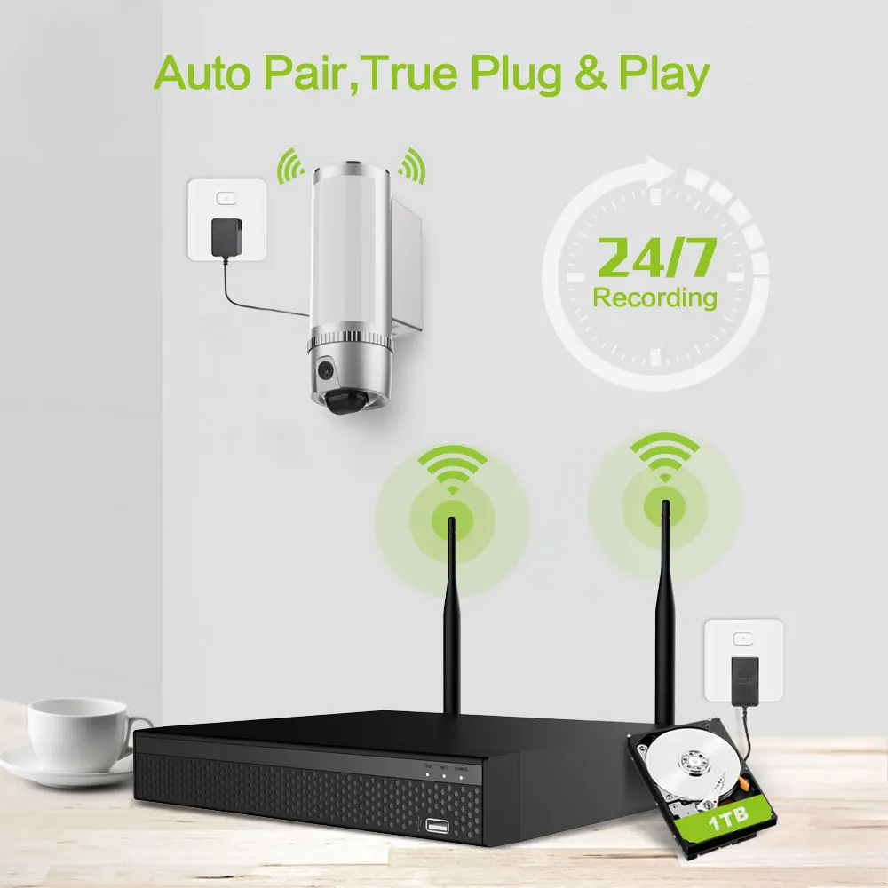  FREECAM Профессиональная беспроводная система видеонаблюдения 2 МП H.264 wi-fi nvr комплект для умного дома Беспроводная