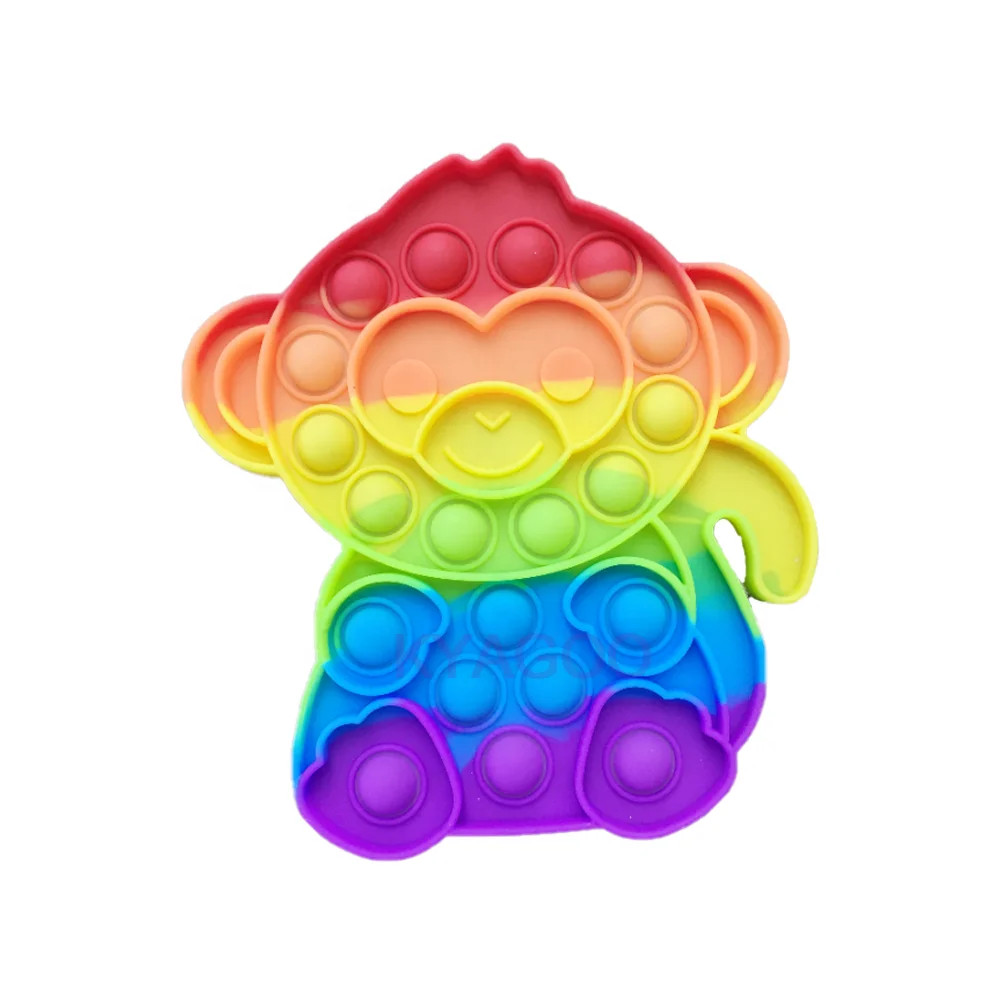 
Newest Rainbow Pop Fidget Toy Push Bubble Squeeze Toys, Dinosaur Rainbow Bubble Fidget Sensory Toys Popping Its 
