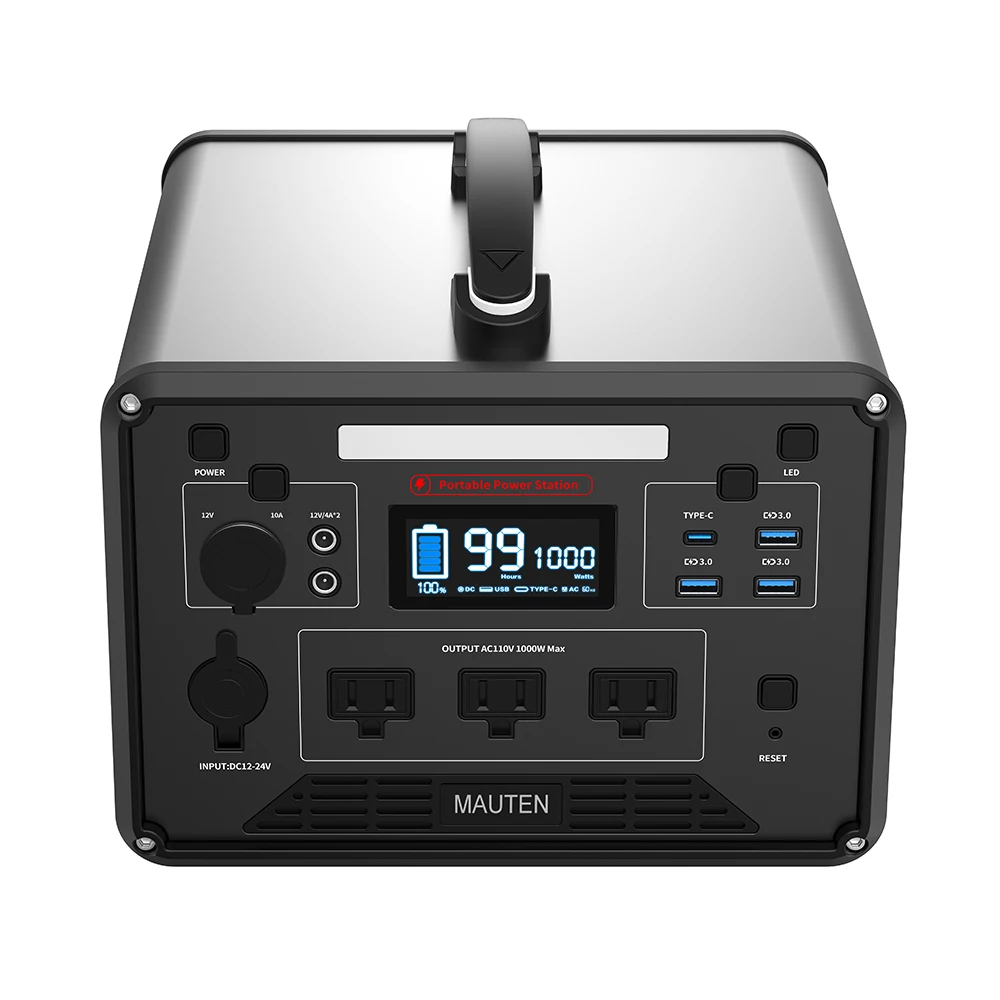 
1000w 100ah 1280wh 110v 220v peak 2000w portable camping solar generator power station with lights 