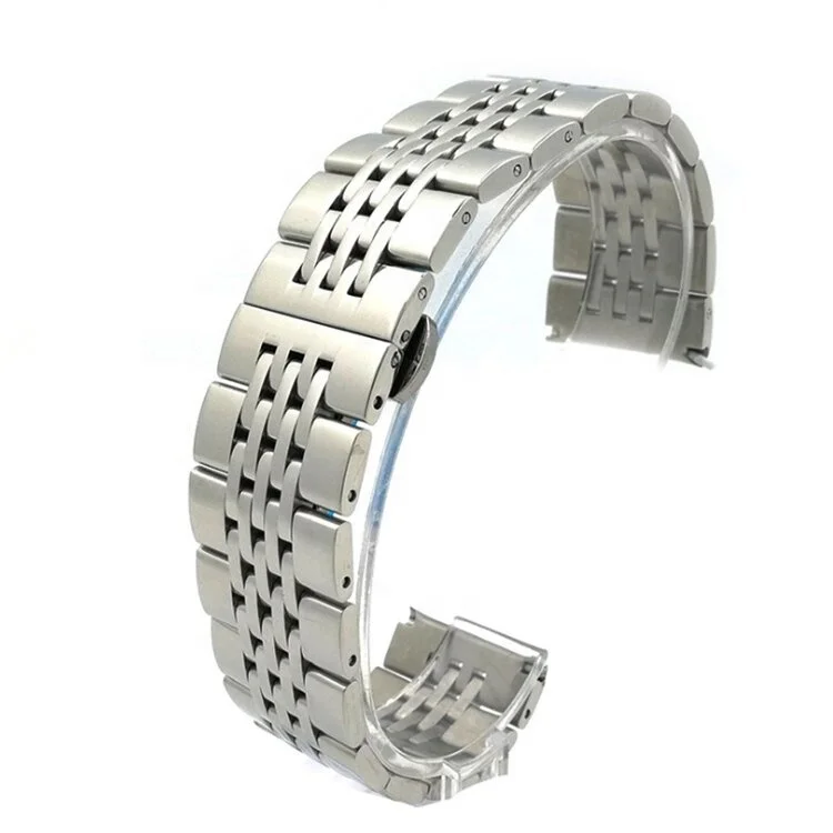CNC machine polished solid band bracelet straps with double press folding buckle 316 L stainless steel straight-grain link