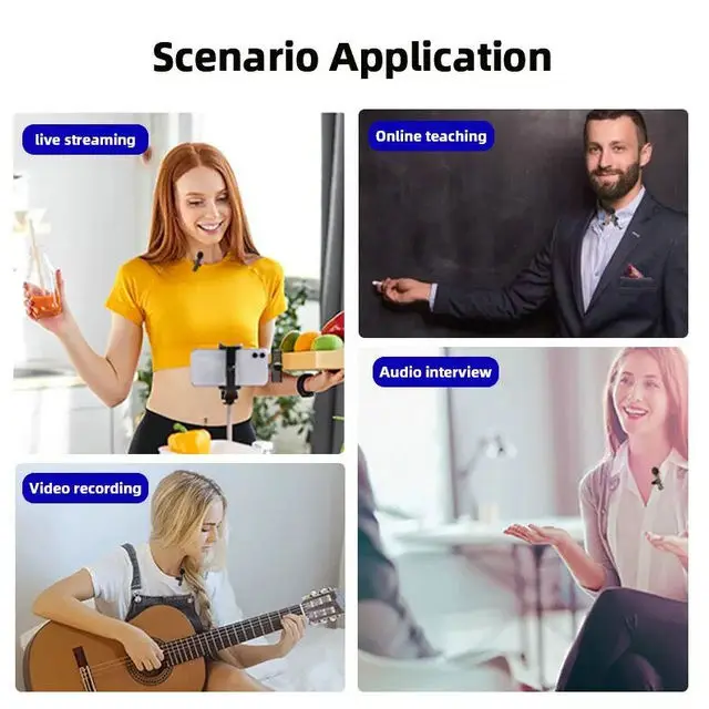 Portable Lavalier Wireless Microphone for Live Streaming Ultra-Low Latency Live Clip on Mini Microphone