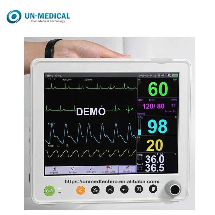 UN8000E 12 inch Medical Portable Multi Parameter Monitor machine