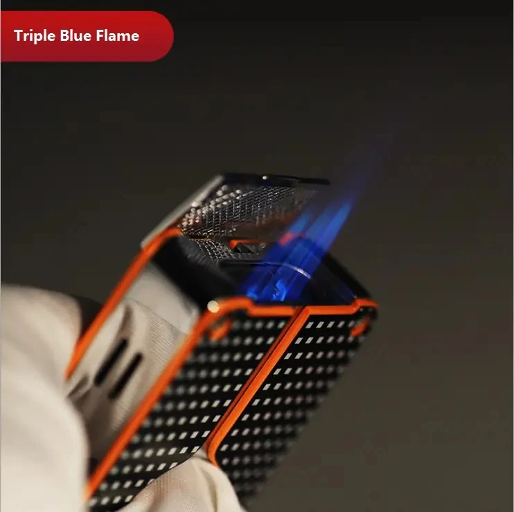 Wholesale Cigar Lighter Custom Logo Refillable Windproof Triple Jet Flame Torch Cigar Lighter Metal Jet Lighter