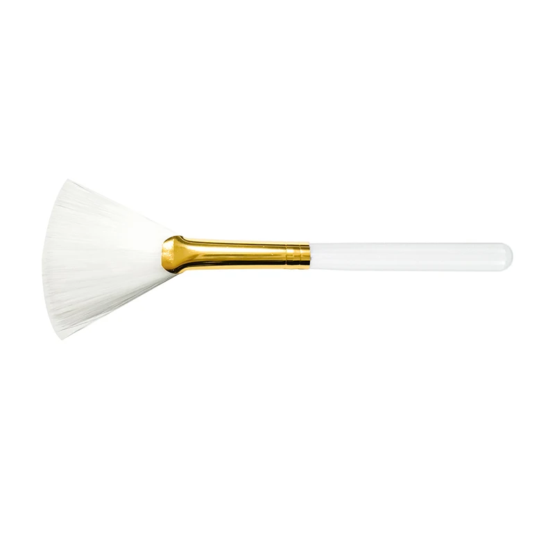 Disposable Travel Size Skincare Full White Single Small Fan Makeup Brushes Mini Silver Chemical Peel Fan Brush For Face Make Up
