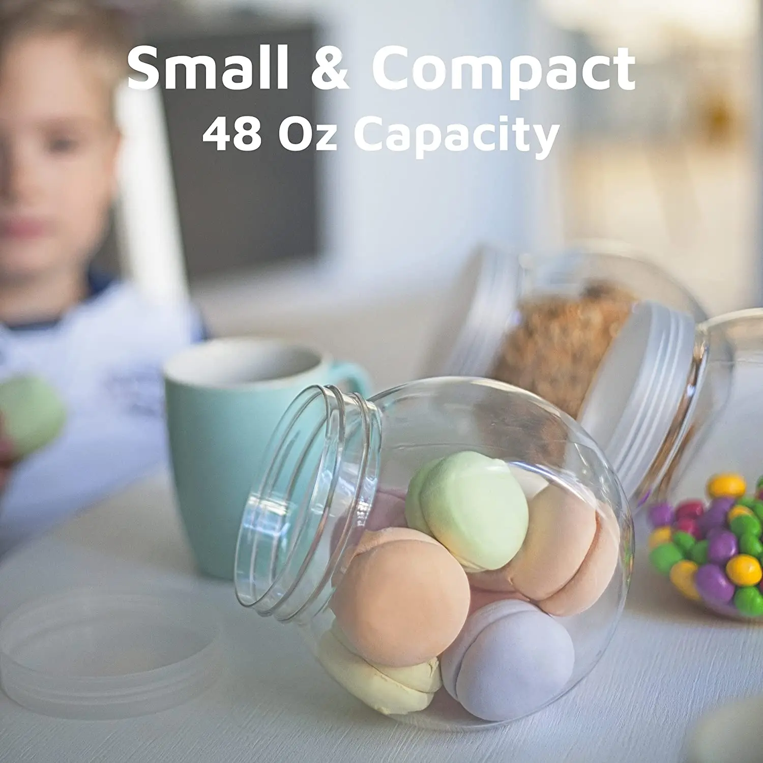 transparent plastic bottle with aluminum or plastic screw lids for candy,gift,good,beans,toy packaging