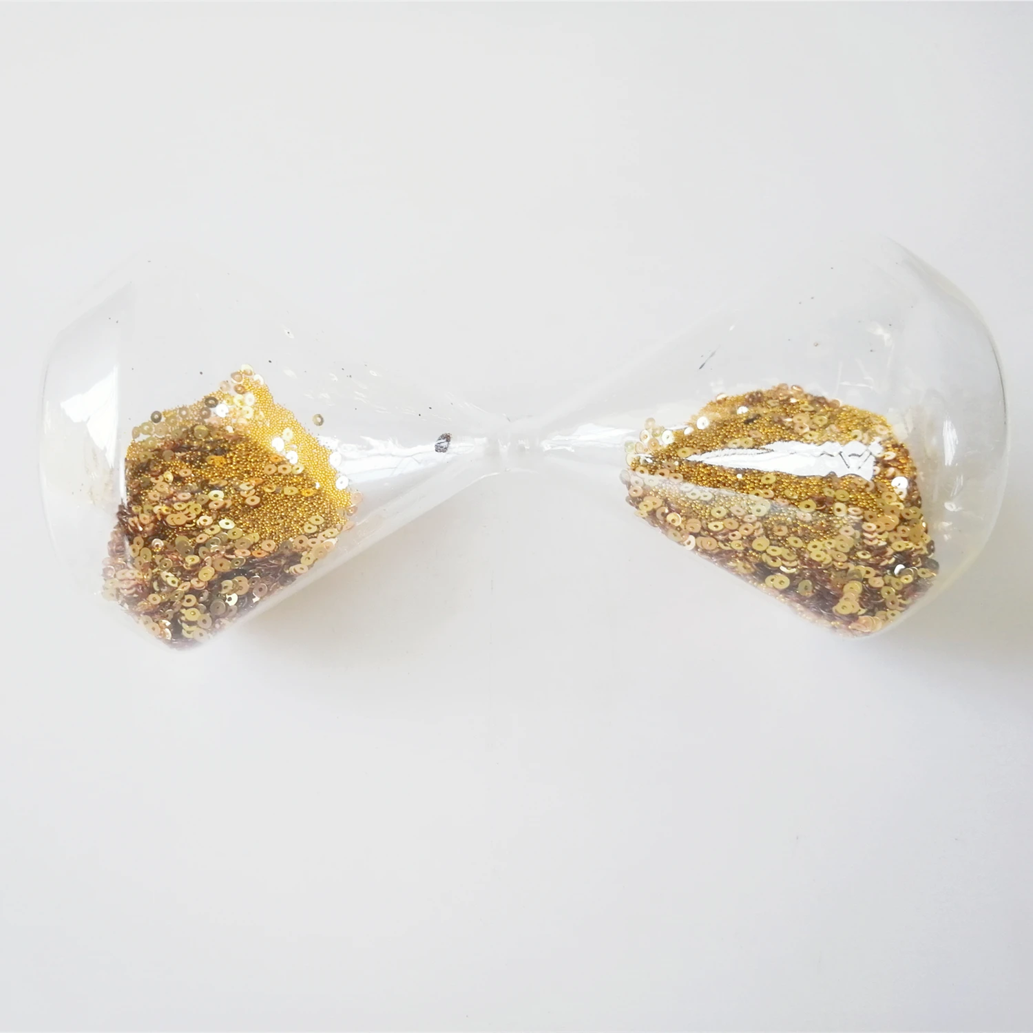 Sandtimer hourglass Diamond shape sequin golden beads Glass Hourglass Custom Sand Timer for Wedding home decoration gifts