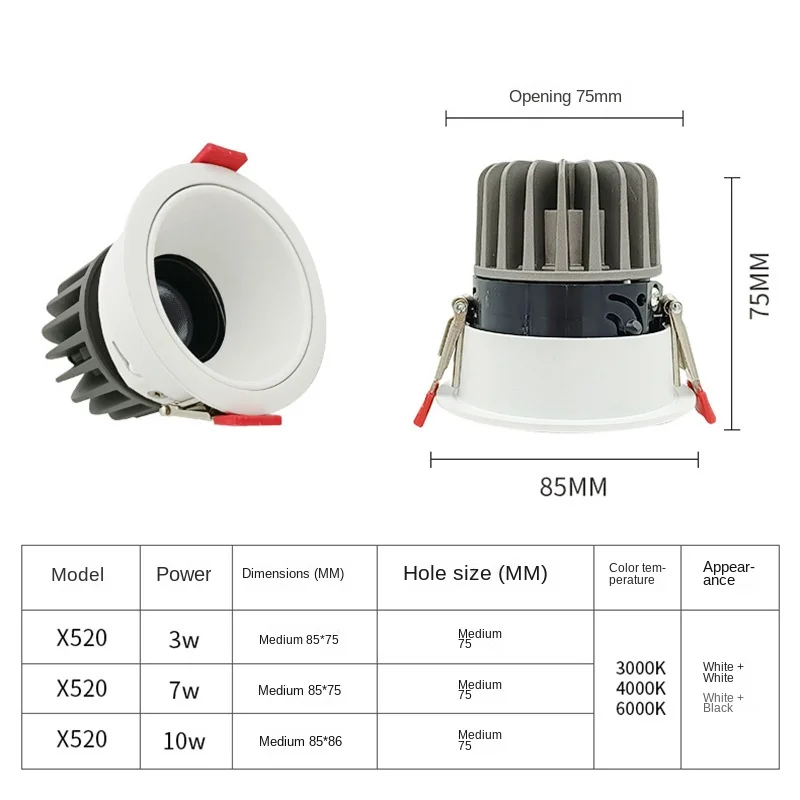 High Quality Aluminum Housing Ceiling Recessed SMD hotel cafe decoration ceiling lamp wholesale recessed led down light