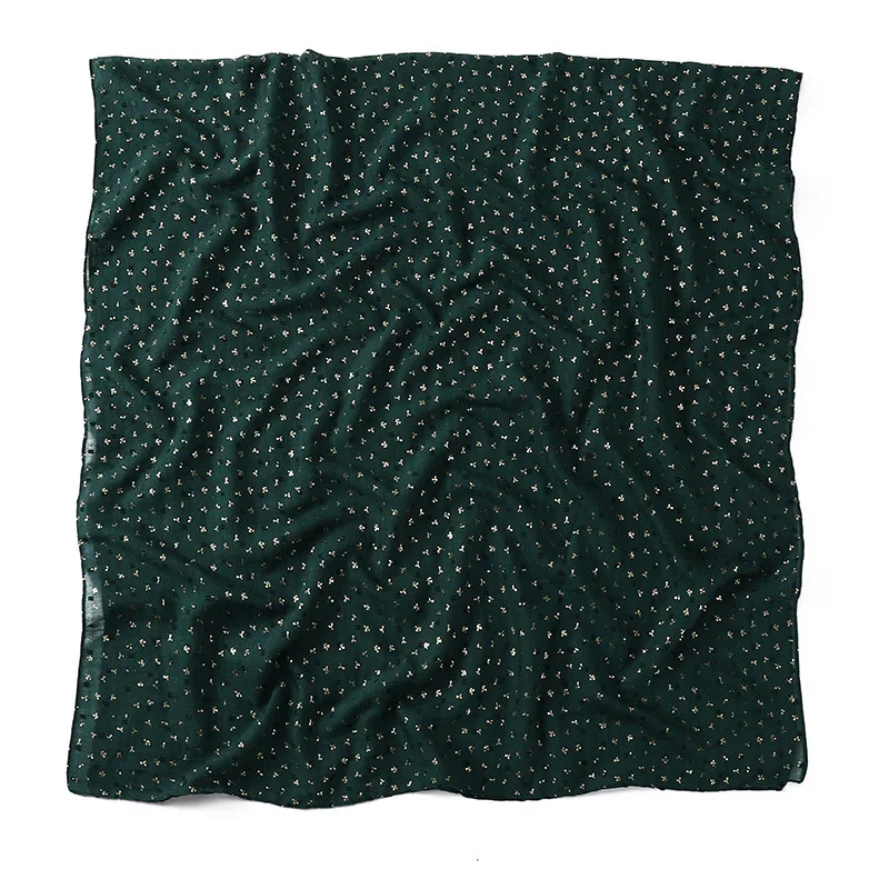 Malaysia Muslim Women Gold Foil Wrap Hijab Ladies Cotton and Linen Shining Bronzing Printing Scarf