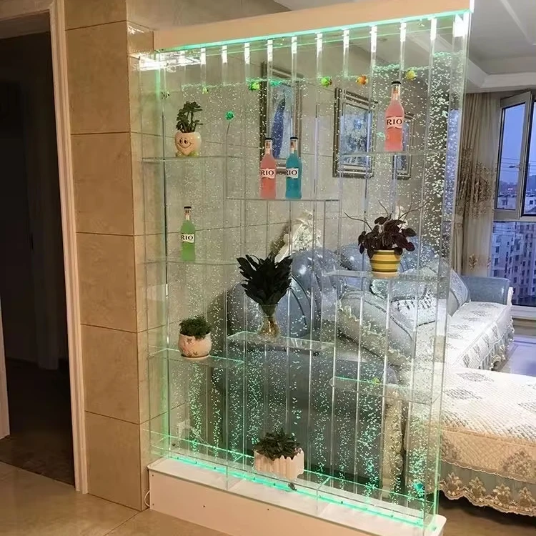 Factory Price Custom Acrylic Water Bubble Wall led light Screens and Room Dividers With Bar Shelves For Bar Decor