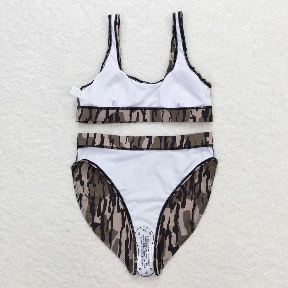 RTS 2025 Adult Women Wholesale Camo Bottomland Print Clothes Beach Wear Mama 2pcs Hunting Swimsuits Swim Sets