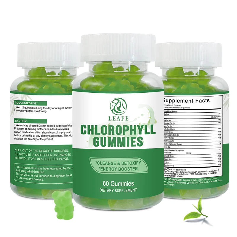 OEM/ODM Chlorophyl Supplement Antioxidant Skin Care Chlorophyll Gummies Supergreen Immune Detox Gummies
