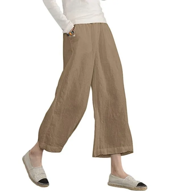 2024 straight casual baggy pants trousers Cotton and hemp loose casual wide leg pant for womenwomen