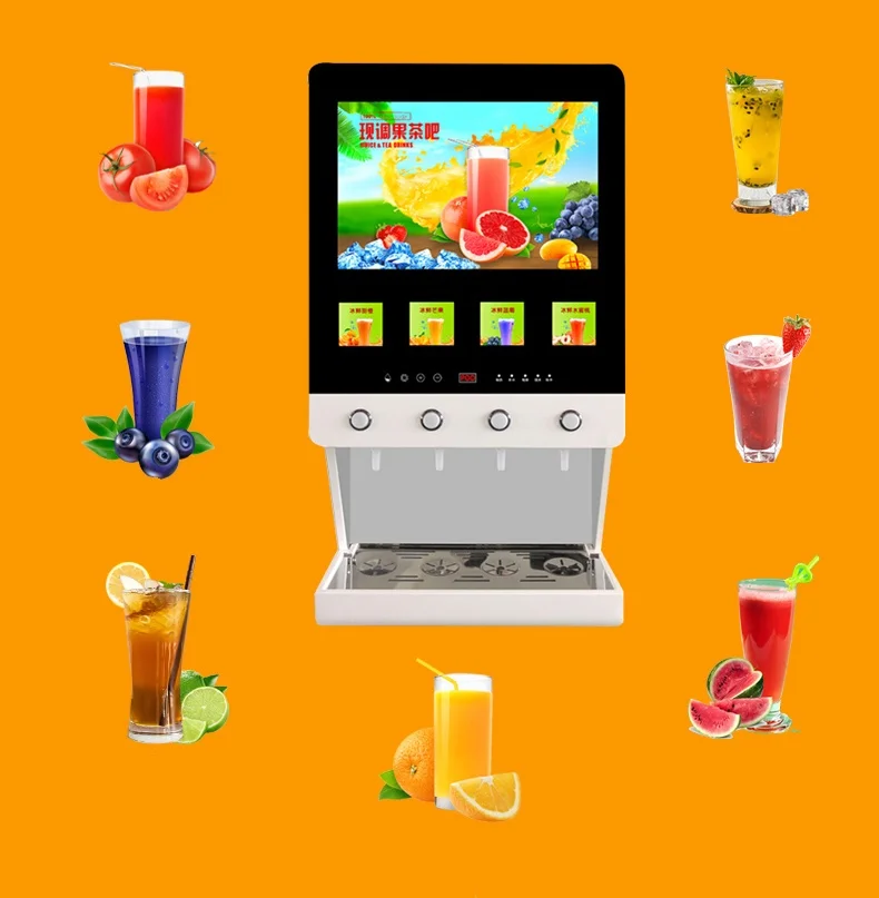 Commercial Desktop Economical Automatic  4 Flavours Ice Concentrated Hot And Cold Juice Beverage Vending Machine For Shop