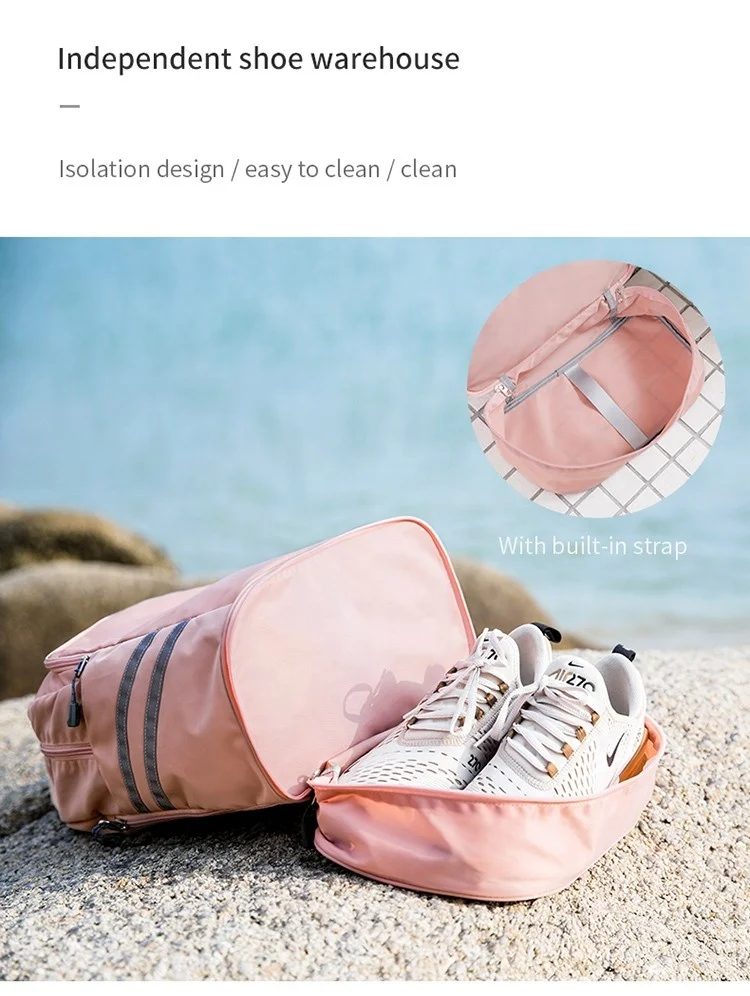 Custom Logo Waterproof Gym Bag Duffel Sports Bag Fitness Outdoor Travel Pink With Women Storage