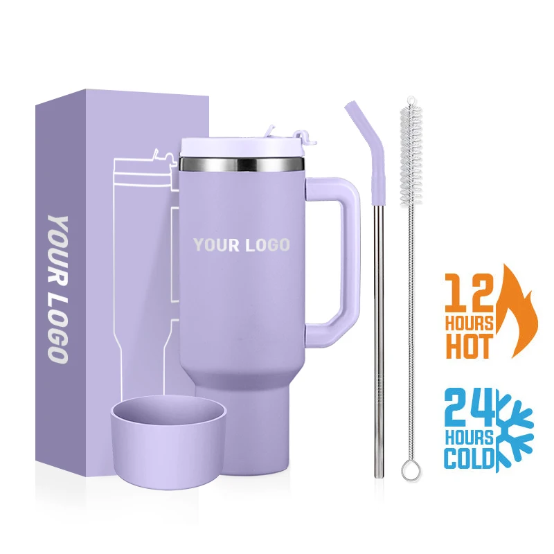 40oz high quality stainless steel tumbler large capacity coffee mugs waterproof travel mug with handle and straw