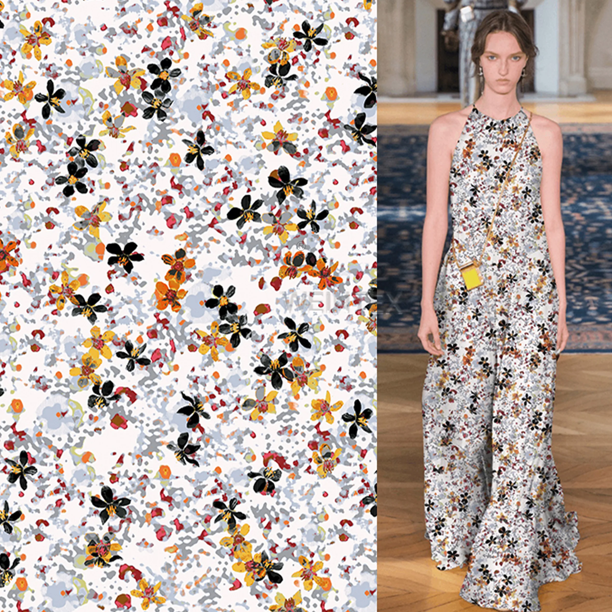 WI-R06 смешанная ткань элегантное льняное платье с принтом мягкая рубашка одежда вискоза под заказ анти Gsm