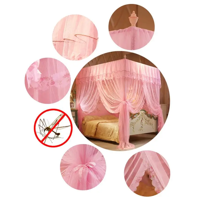 150*200 Mm 4 Posters Corners Bed Canopy Princess Queen Mosquito Bedding Net Bed Tent Floor-length Curtain