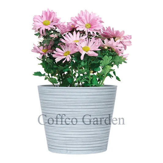 Coffco Large Plastic Flowerpot 12-inch Stone Effect Round Planter Pot Custom Color Hydroponic Bonsai Plant Vases Garden Decor