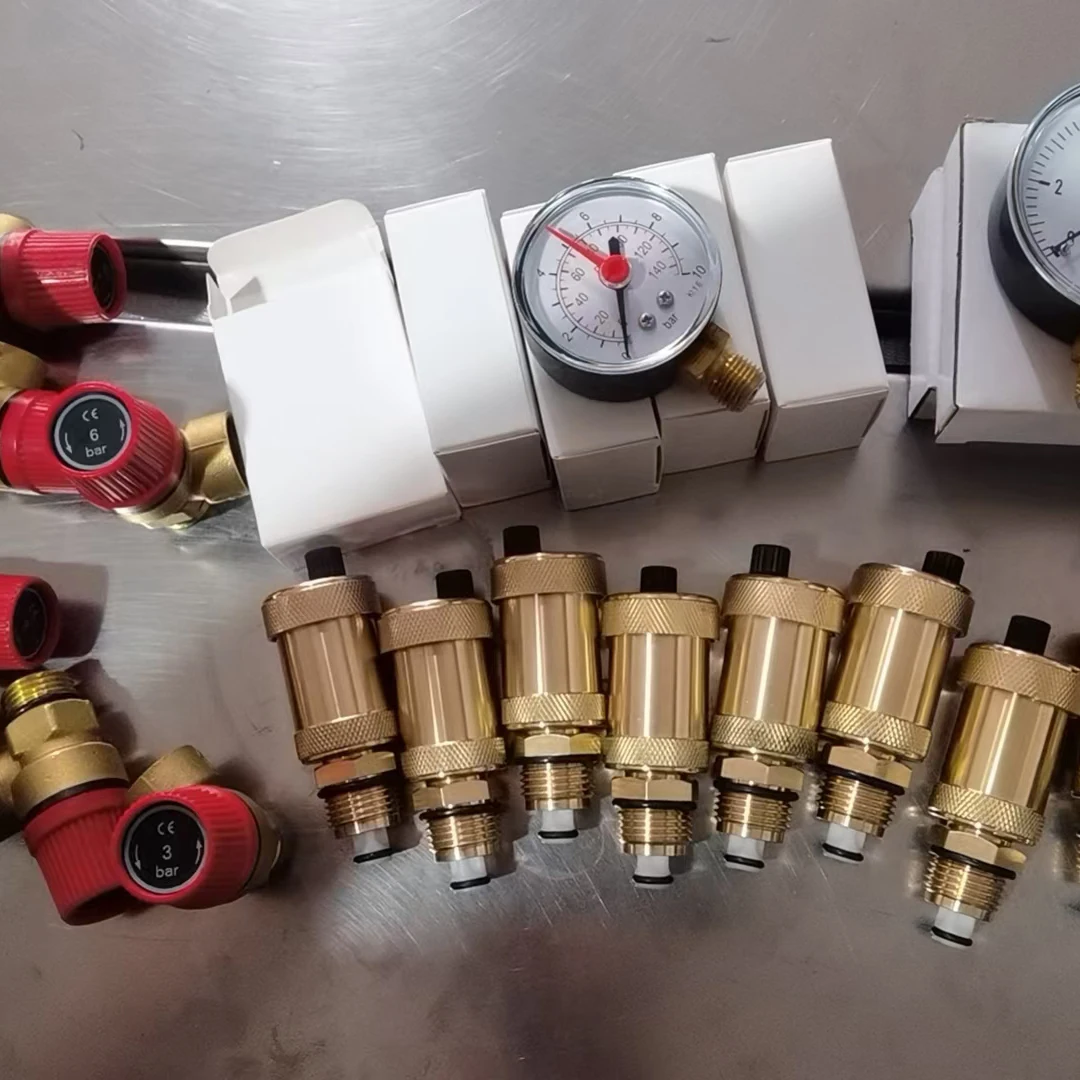 Automatic Shut-Off Valve Customized female Brass Boiler air energy pressure Relief Valve Parts Set With Vent safety Valve 3 bar