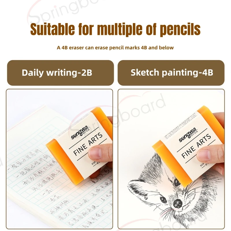 Large and Long Lasting 4B Art Eraser Rubber Environmentally Friendly Debris Free Green Safe Eraser
