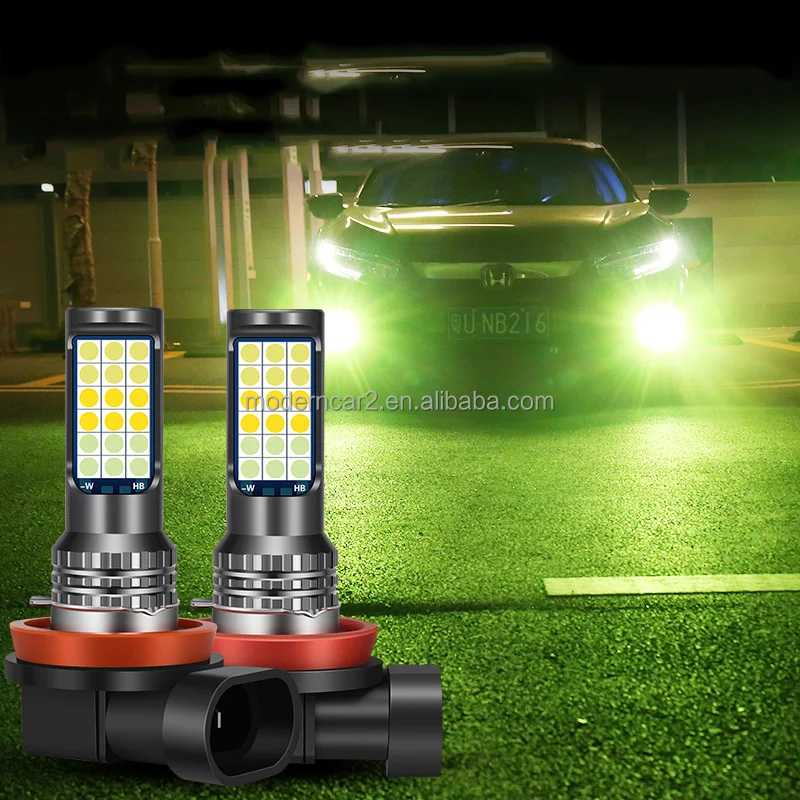 2Pcs 3 Color H8 H3 H7 H11 881 9006 Fog Light Bulbs LED Headlight Auto Fog Lamp Flashing Car Anti Foglamp Car Running Lamp12V 24V