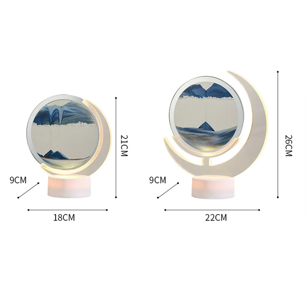USB Colorful Advanced Decorative Glass Quicksand Art Desk Lamp for Home Office Desktop Acrylic 3D Moving Sand Painting Lamp