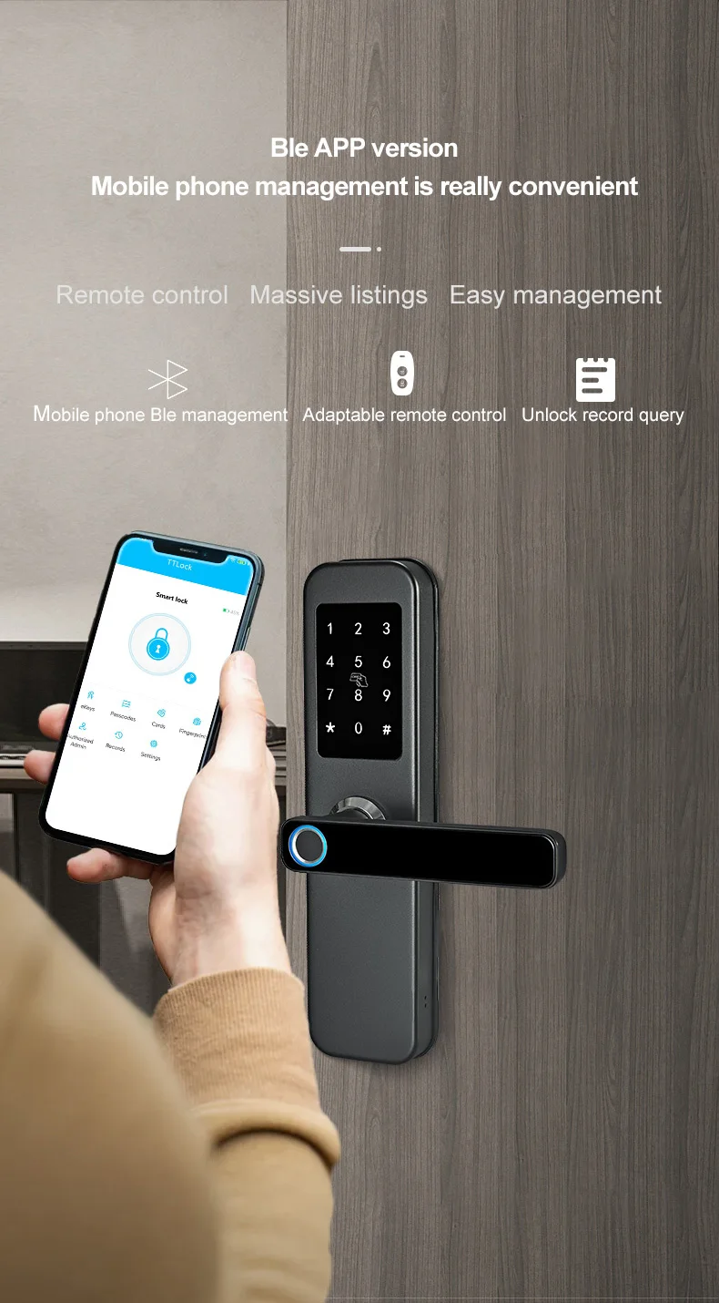 Home Electronic Tuya Tt Lock App Wifi Smart Digital Multi point Biometric Fingerprint Radio Frequency Door Lock 2022