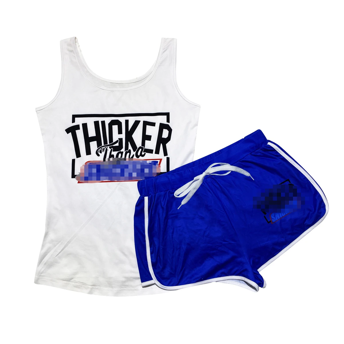 Wholesale 2021 Women Thicker Than a Booty Workout Sweat Sports Gym  Bra and  Biker 2 Piece Shorts Set