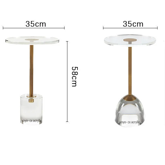 Living Room Furniture Luxury Decorative Round Mini Modern Low Clear Acrylic Coffee Small Side Accent Table