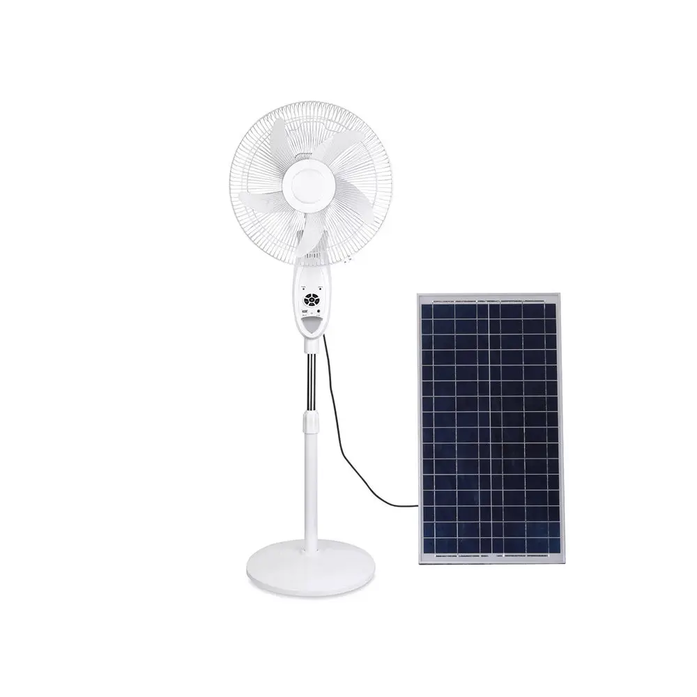 16 Inches 12V DC Solar Rechargeable Fan Stand With Solar Panel And Remote Control AC DC Fan