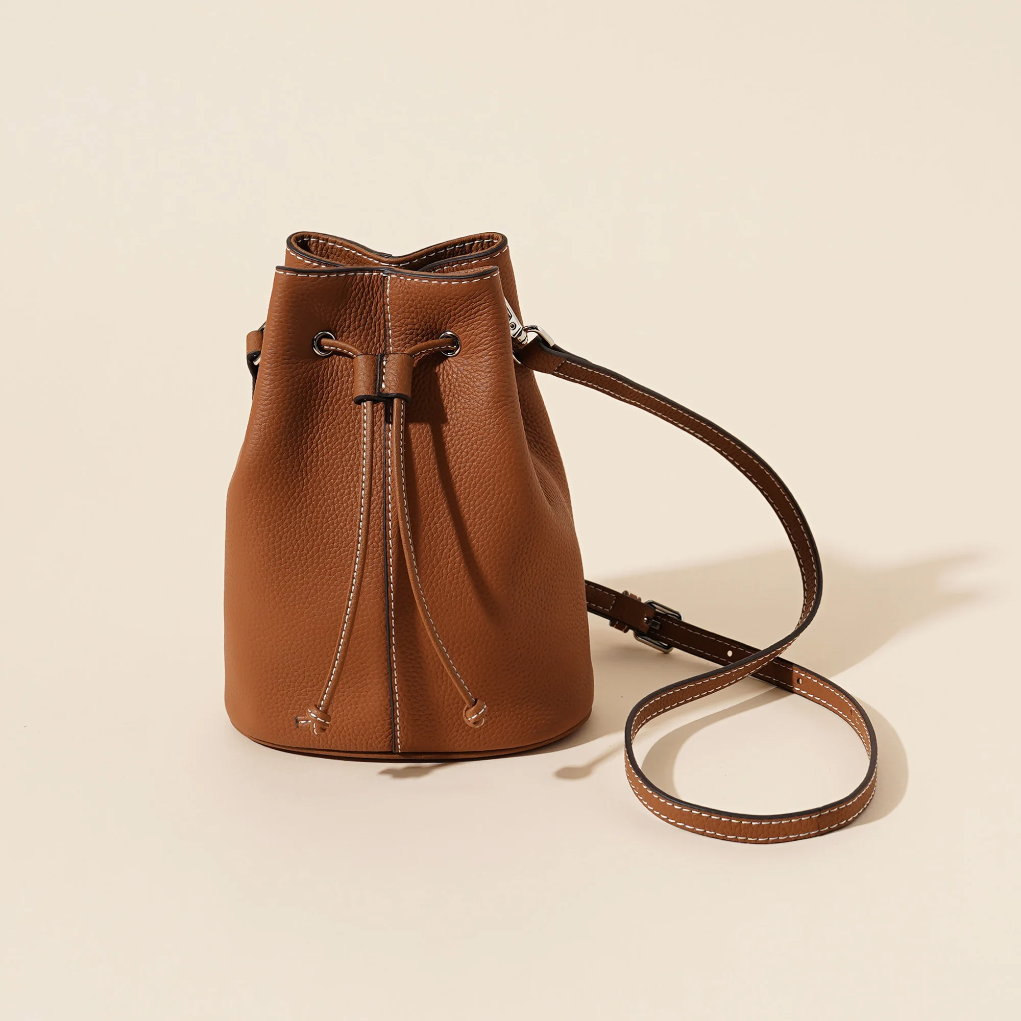 High-end Autumn Winter Genuine Leather Bucket Bags Shoulder Underarm Bags For Women Leather Handbags For Ladies Luxury Tote Bags