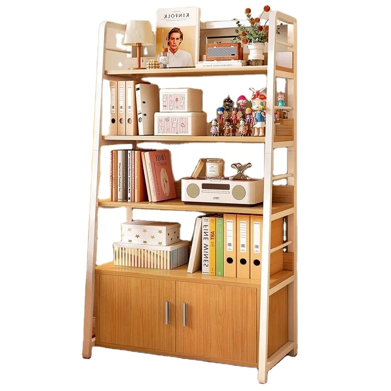 Hight Quality Walnut Hose Storage Rack Kids Study Room Panel Book Shelf Wooden Library Bookshelf