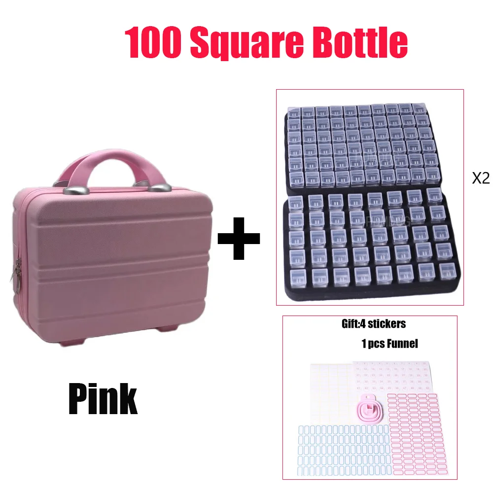 100 Square Bottles Container Bag Jewelry Box Cosmetic Bag Diamond Painting Storage Box Accessories Tools Carry Case