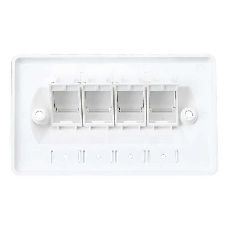 Good Quality Telecom 4 Port RJ45 Keystone Wall Outlet Network faceplate Face plate keystone jack cat6 4 port faceplate