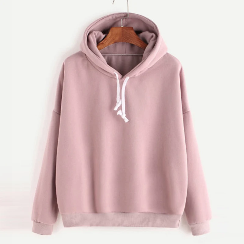 
Customized Hoodies Solid Color Thick Long Sleeves Loose Female Sweaters Custom Logo  (1600085765438)