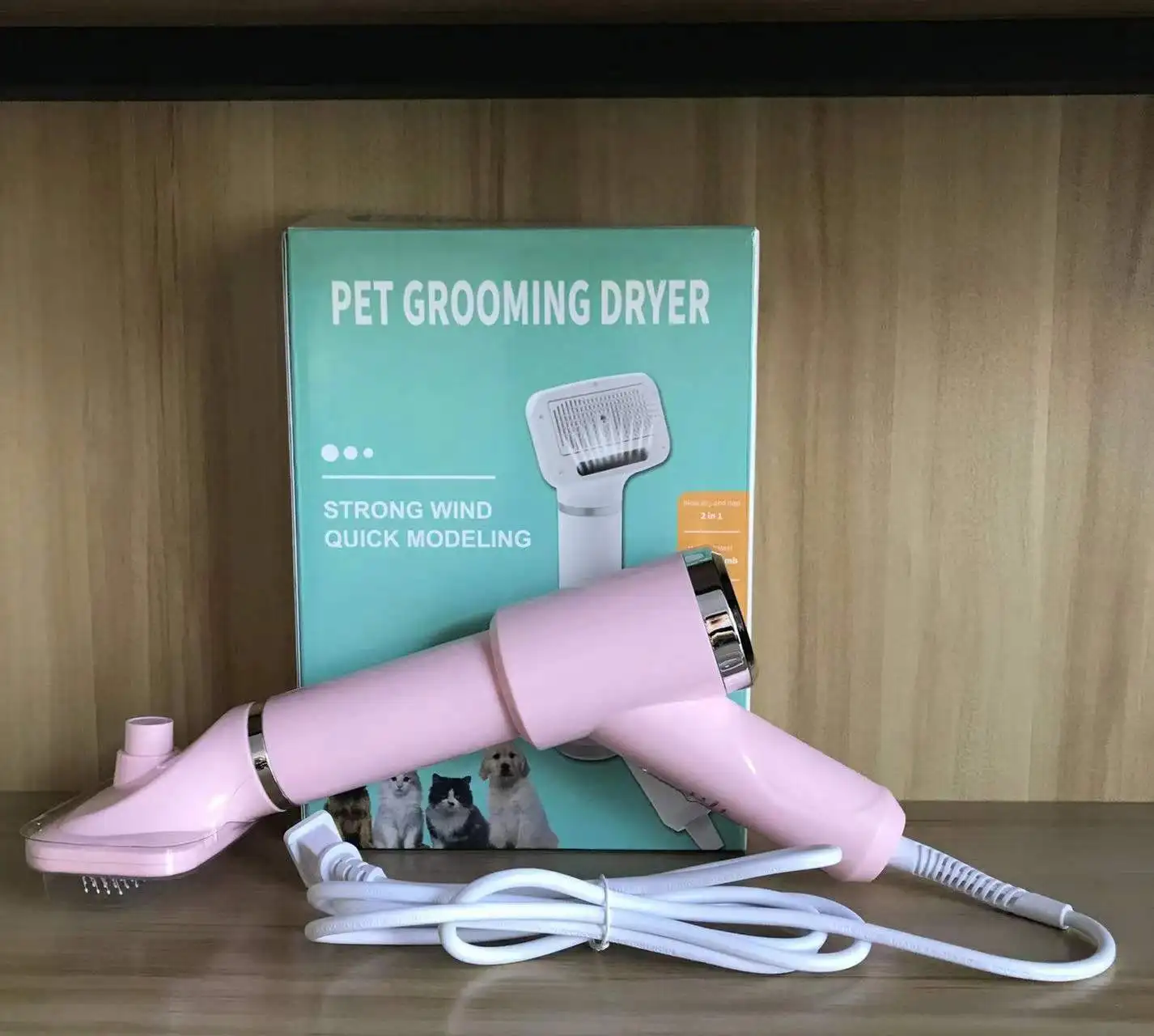 Pet Dryer Dog Grooming Blow Massage Comb Hair 2 In 1 Pet Grooming Combs Double Side