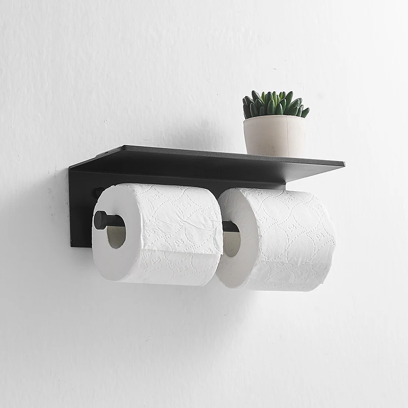 Non punching installation Mounted toilet toilet roll paper household double drawer toilet roll paper storage rack