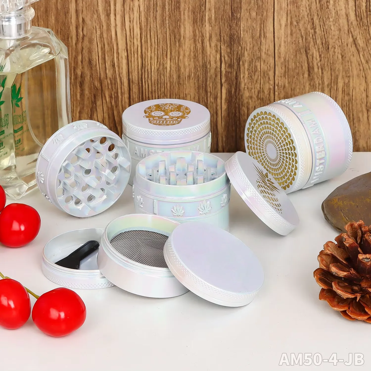 CUCI Wholesale OEM Zinc Alloy Tobacco Grinder 4 Layers 40MM 50MM Metal Herb Grinder Machine for Smoking Shop