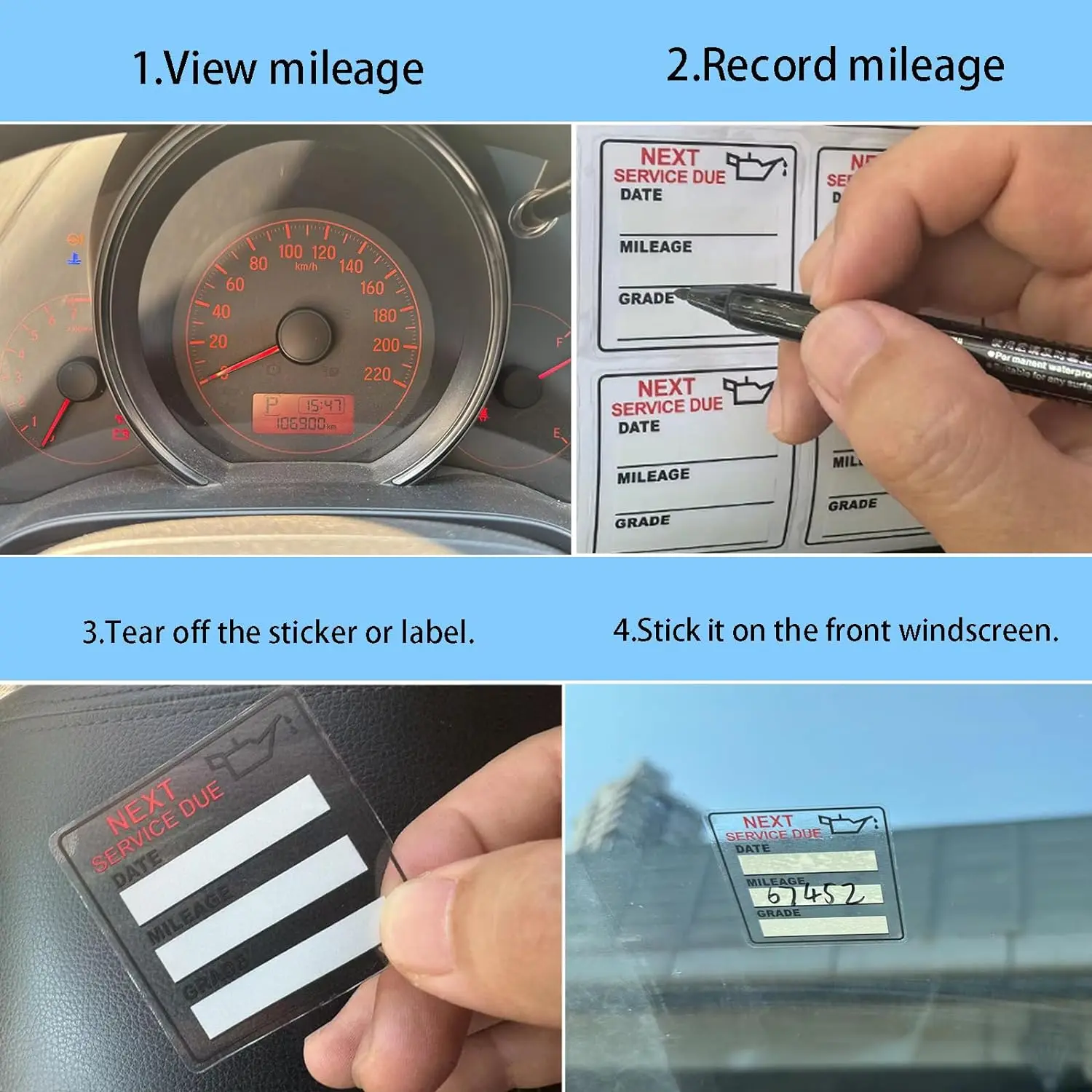 Car Maintenance Oil Change Sticker Service Reminder Transparent Waterproof Adhesive Label Sticker Electrostatic Film