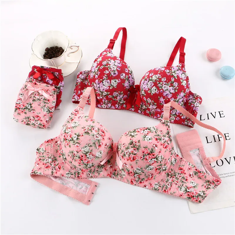 Wholesale  Deep V  Girl Women floral Bra Thin Underwear Sexy Lingerie Soft Bras For Women