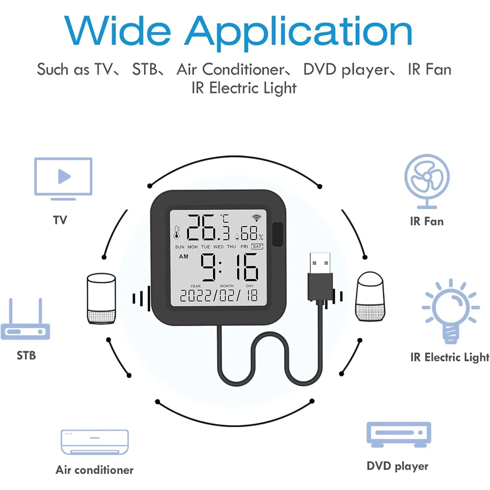 USB WIFI Temperature Humidity Sensor & IR Remote Control